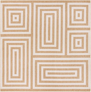 Taupe 10' x 10' Outdoor Modern Square Area Rug Weather Resistant for Patio, Deck, Terrace, Balcony, Porch 100% Polypropylene Modern Outside Carpet for Sale at Rug Engine