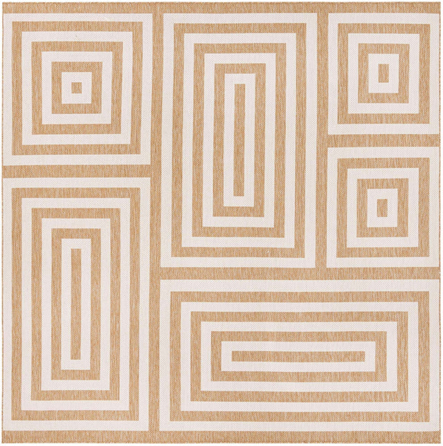 Taupe 10' x 10' Outdoor Modern Square Area Rug Weather Resistant for Patio, Deck, Terrace, Balcony, Porch 100% Polypropylene Modern Outside Carpet for Sale at Rug Engine