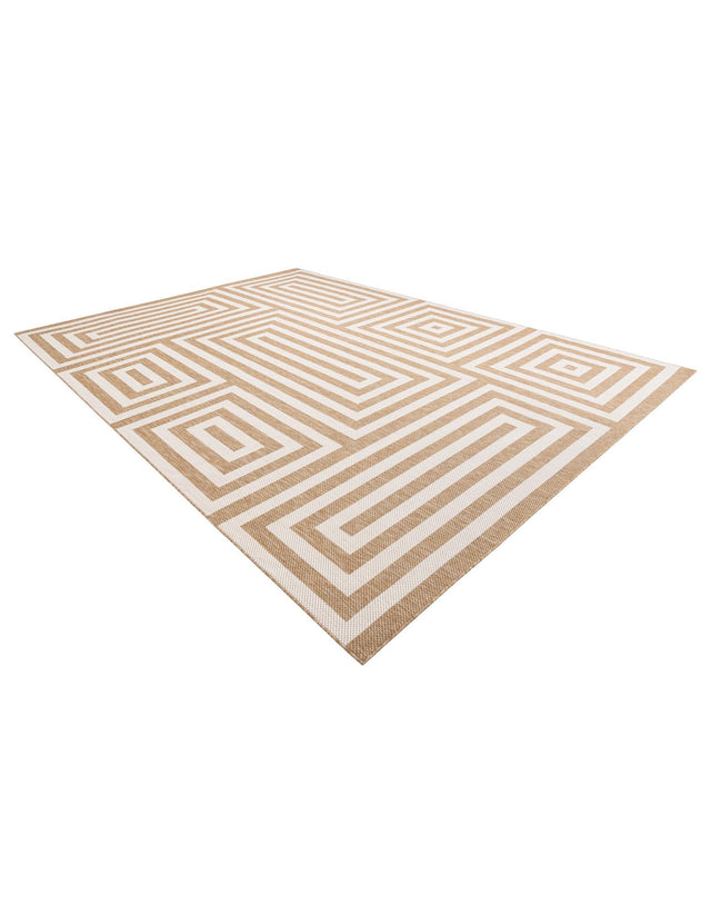 Taupe 10' x 14' 1 Outdoor Modern Rectangle Area Rug Weather Resistant for Patio, Deck, Terrace, Balcony, Porch 100% Polypropylene Modern Outside Carpet for Sale at Rug Engine