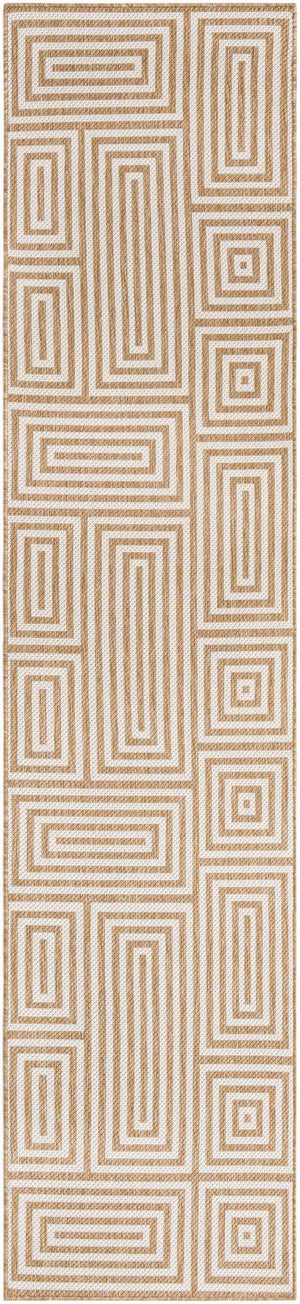 Taupe 2' 7 x 12' Outdoor Modern Runner Area Rug Weather Resistant for Patio, Deck, Terrace, Balcony, Porch 100% Polypropylene Modern Outside Carpet for Sale at Rug Engine