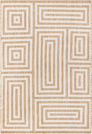 Taupe 4' 1 x 6' 1 Outdoor Modern Rectangle Area Rug Weather Resistant for Patio, Deck, Terrace, Balcony, Porch 100% Polypropylene Modern Outside Carpet for Sale at Rug Engine