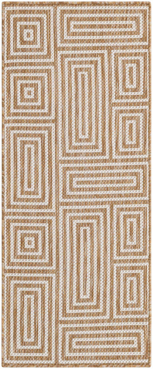 Taupe 2' x 5' 3 Outdoor Modern Runner Area Rug Weather Resistant for Patio, Deck, Terrace, Balcony, Porch 100% Polypropylene Modern Outside Carpet for Sale at Rug Engine