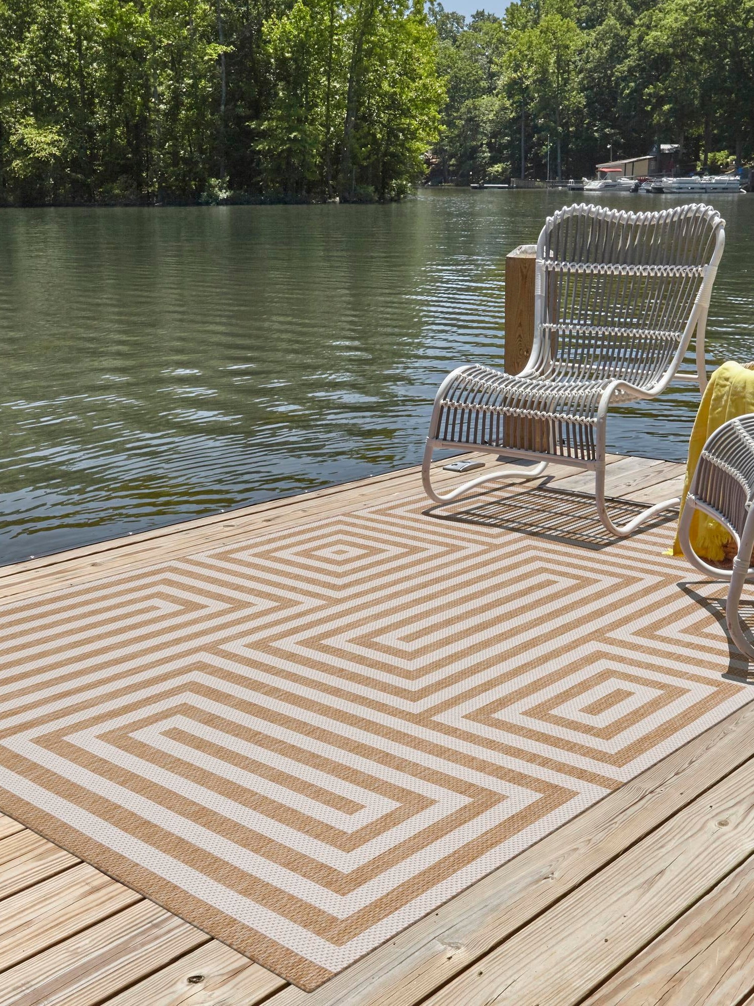 Taupe 9' x 12' Outdoor Modern Rectangle Area Rug Weather Resistant for Patio, Deck, Terrace, Balcony, Porch 100% Polypropylene Modern Outside Carpet for Sale at Rug Engine