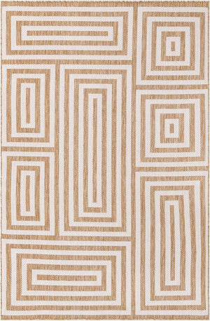 Taupe 5' 3 x 8' Outdoor Modern Rectangle Area Rug Weather Resistant for Patio, Deck, Terrace, Balcony, Porch 100% Polypropylene Modern Outside Carpet for Sale at Rug Engine