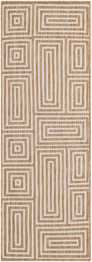 Taupe 2' x 6' 1 Outdoor Modern Runner Area Rug Weather Resistant for Patio, Deck, Terrace, Balcony, Porch 100% Polypropylene Modern Outside Carpet for Sale at Rug Engine