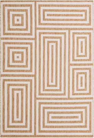 Taupe 6' 1 x 9' Outdoor Modern Rectangle Area Rug Weather Resistant for Patio, Deck, Terrace, Balcony, Porch 100% Polypropylene Modern Outside Carpet for Sale at Rug Engine