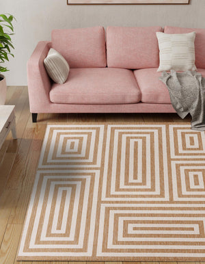 Taupe 10' x 10' Outdoor Modern Square Area Rug Weather Resistant for Patio, Deck, Terrace, Balcony, Porch 100% Polypropylene Modern Outside Carpet for Sale at Rug Engine
