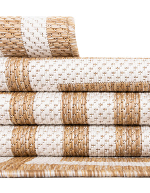 Taupe 10' x 10' Outdoor Modern Square Area Rug Weather Resistant for Patio, Deck, Terrace, Balcony, Porch 100% Polypropylene Modern Outside Carpet for Sale at Rug Engine