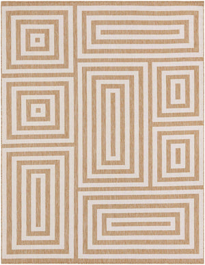 Taupe 7' 10 x 10' Outdoor Modern Rectangle Area Rug Weather Resistant for Patio, Deck, Terrace, Balcony, Porch 100% Polypropylene Modern Outside Carpet for Sale at Rug Engine