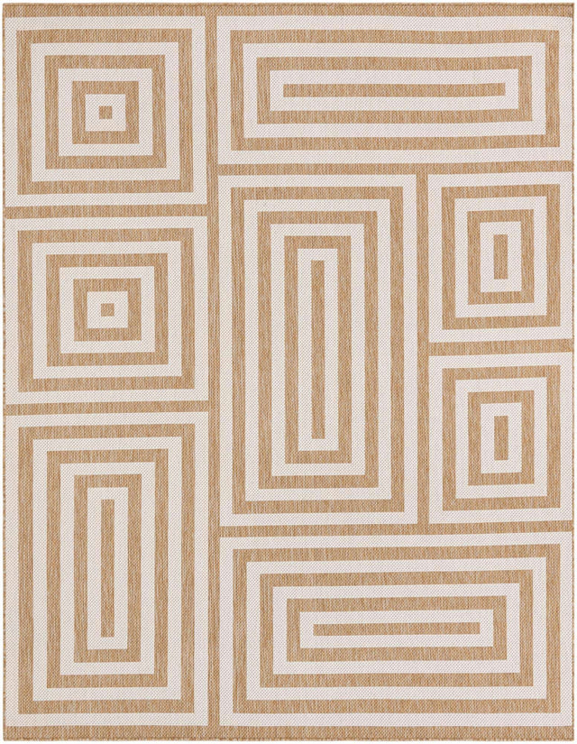 Taupe 7' 10 x 10' Outdoor Modern Rectangle Area Rug Weather Resistant for Patio, Deck, Terrace, Balcony, Porch 100% Polypropylene Modern Outside Carpet for Sale at Rug Engine