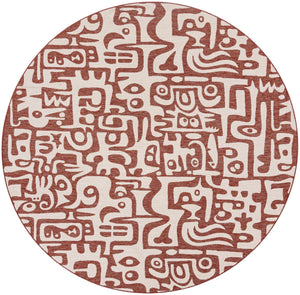 Rust Red 10' x 10' Outdoor Modern Round Area Rug Weather Resistant for Patio, Deck, Terrace, Balcony, Porch 100% Polypropylene Modern Outside Carpet for Sale at Rug Engine