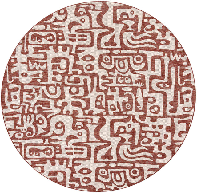 Rust Red 10' x 10' Outdoor Modern Round Area Rug Weather Resistant for Patio, Deck, Terrace, Balcony, Porch 100% Polypropylene Modern Outside Carpet for Sale at Rug Engine