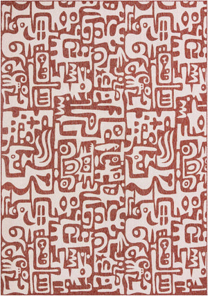 Rust Red 10' x 14' 1 Outdoor Modern Rectangle Area Rug Weather Resistant for Patio, Deck, Terrace, Balcony, Porch 100% Polypropylene Modern Outside Carpet for Sale at Rug Engine