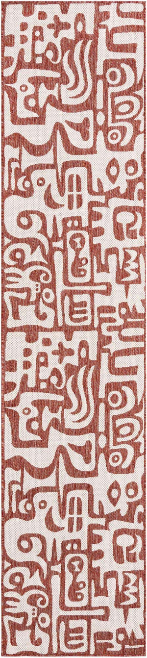 Rust Red 2' 7 x 12' Outdoor Modern Runner Area Rug Weather Resistant for Patio, Deck, Terrace, Balcony, Porch 100% Polypropylene Modern Outside Carpet for Sale at Rug Engine