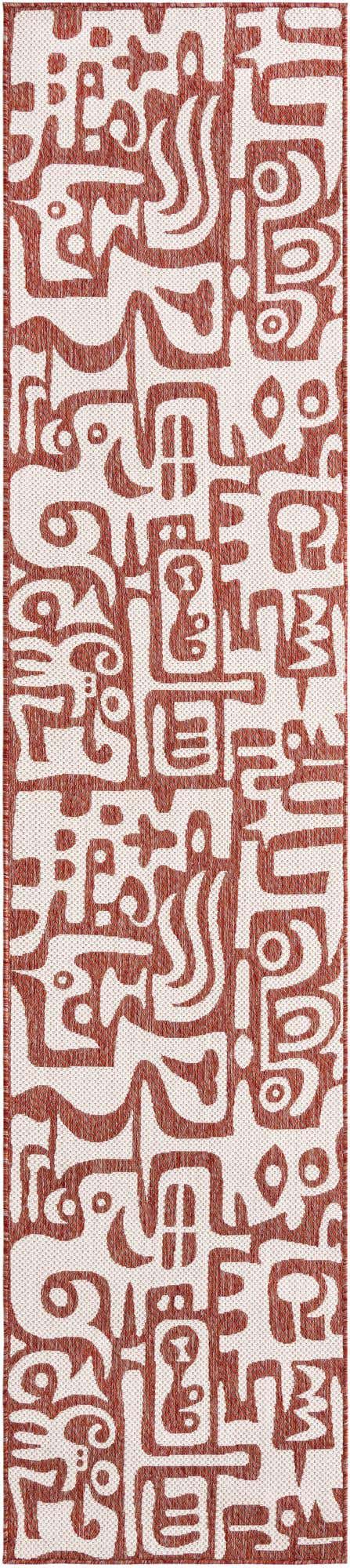 Rust Red 2' 7 x 12' Outdoor Modern Runner Area Rug Weather Resistant for Patio, Deck, Terrace, Balcony, Porch 100% Polypropylene Modern Outside Carpet for Sale at Rug Engine