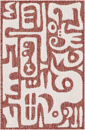 Rust Red 2' x 3' 1 Outdoor Modern Rectangle Area Rug Weather Resistant for Patio, Deck, Terrace, Balcony, Porch 100% Polypropylene Modern Outside Carpet for Sale at Rug Engine