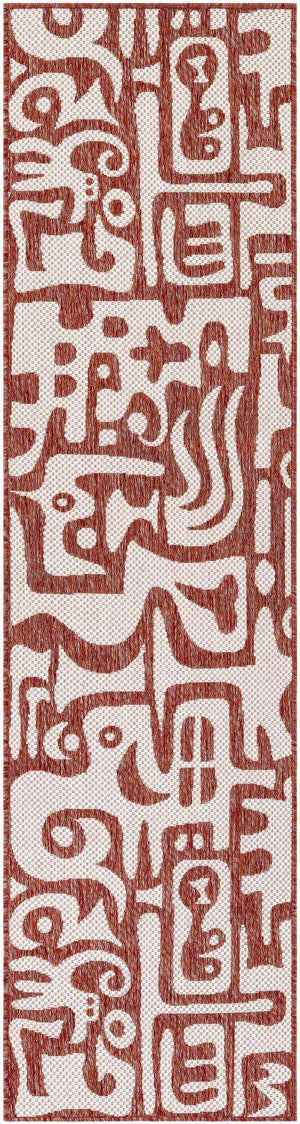 Rust Red 2' x 4' 1 Outdoor Modern Runner Area Rug Weather Resistant for Patio, Deck, Terrace, Balcony, Porch 100% Polypropylene Modern Outside Carpet for Sale at Rug Engine