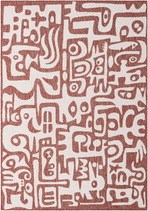 Rust Red 5' 3 x 8' Outdoor Modern Rectangle Area Rug Weather Resistant for Patio, Deck, Terrace, Balcony, Porch 100% Polypropylene Modern Outside Carpet for Sale at Rug Engine