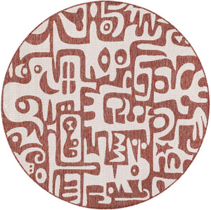 Rust Red 6' 1 x 6' 1 Outdoor Modern Round Area Rug Weather Resistant for Patio, Deck, Terrace, Balcony, Porch 100% Polypropylene Modern Outside Carpet for Sale at Rug Engine