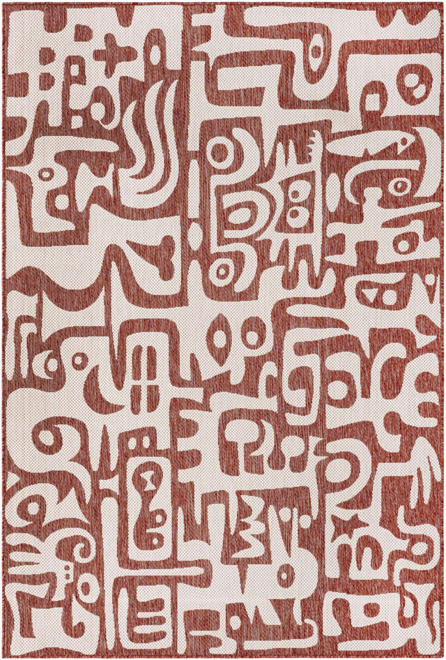 Rust Red 6' 1 x 9' Outdoor Modern Rectangle Area Rug Weather Resistant for Patio, Deck, Terrace, Balcony, Porch 100% Polypropylene Modern Outside Carpet for Sale at Rug Engine