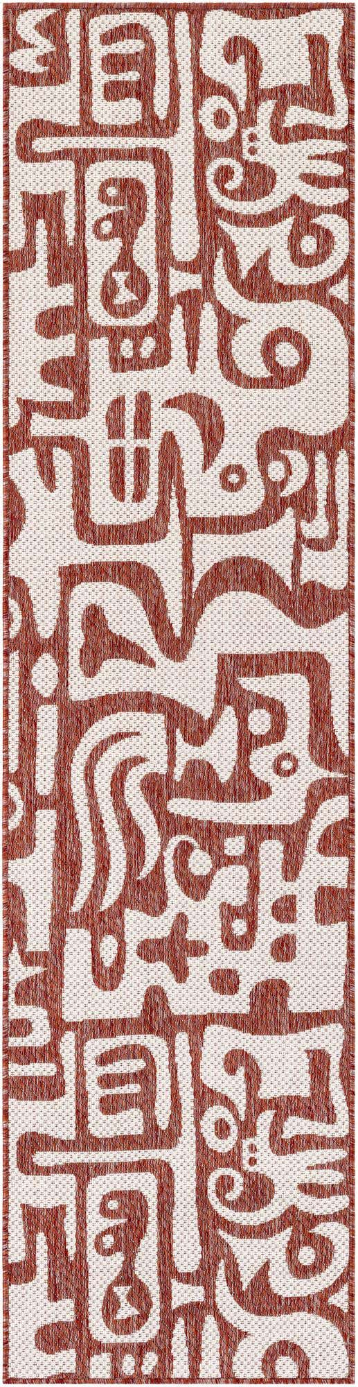 Rust Red 2' x 8' Outdoor Modern Runner Area Rug Weather Resistant for Patio, Deck, Terrace, Balcony, Porch 100% Polypropylene Modern Outside Carpet for Sale at Rug Engine
