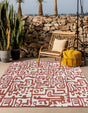 Rust Red 10' x 10' Outdoor Modern Square Area Rug Weather Resistant for Patio, Deck, Terrace, Balcony, Porch 100% Polypropylene Modern Outside Carpet for Sale at Rug Engine
