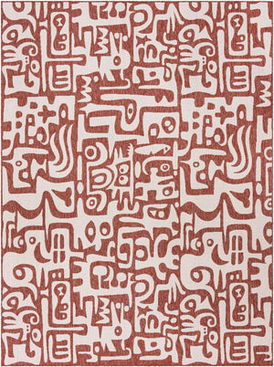 Rust Red 9' x 12' Outdoor Modern Rectangle Area Rug Weather Resistant for Patio, Deck, Terrace, Balcony, Porch 100% Polypropylene Modern Outside Carpet for Sale at Rug Engine