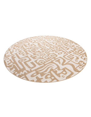 Taupe 10' x 10' Outdoor Modern Round Area Rug Weather Resistant for Patio, Deck, Terrace, Balcony, Porch 100% Polypropylene Modern Outside Carpet for Sale at Rug Engine