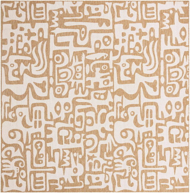 Taupe 10' x 10' Outdoor Modern Square Area Rug Weather Resistant for Patio, Deck, Terrace, Balcony, Porch 100% Polypropylene Modern Outside Carpet for Sale at Rug Engine