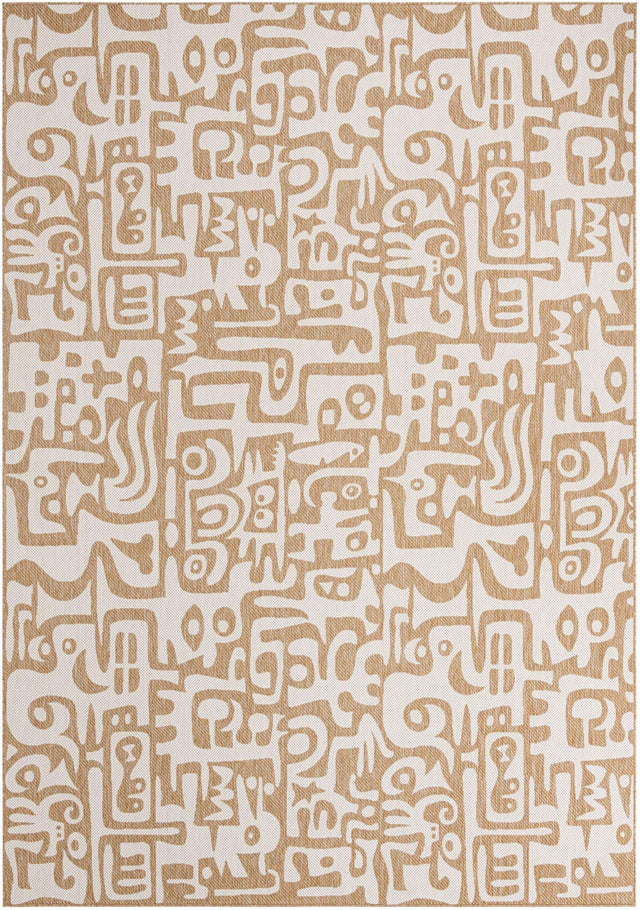 Taupe 10' x 14' 1 Outdoor Modern Rectangle Area Rug Weather Resistant for Patio, Deck, Terrace, Balcony, Porch 100% Polypropylene Modern Outside Carpet for Sale at Rug Engine