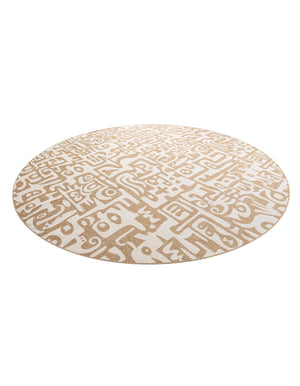 Taupe 12' x 12' Outdoor Modern Round Area Rug Weather Resistant for Patio, Deck, Terrace, Balcony, Porch 100% Polypropylene Modern Outside Carpet for Sale at Rug Engine
