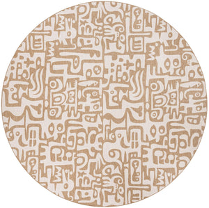 Taupe 12' x 12' Outdoor Modern Round Area Rug Weather Resistant for Patio, Deck, Terrace, Balcony, Porch 100% Polypropylene Modern Outside Carpet for Sale at Rug Engine