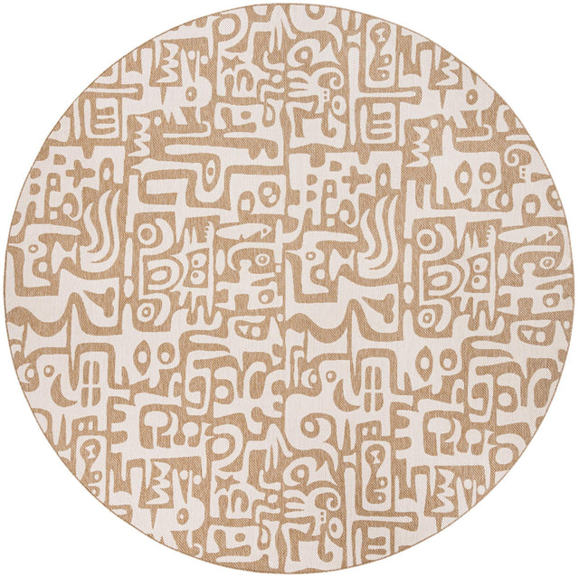 Taupe 12' x 12' Outdoor Modern Round Area Rug Weather Resistant for Patio, Deck, Terrace, Balcony, Porch 100% Polypropylene Modern Outside Carpet for Sale at Rug Engine