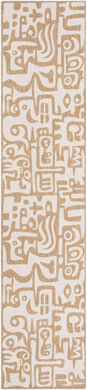Taupe 2' 7 x 12' Outdoor Modern Runner Area Rug Weather Resistant for Patio, Deck, Terrace, Balcony, Porch 100% Polypropylene Modern Outside Carpet for Sale at Rug Engine