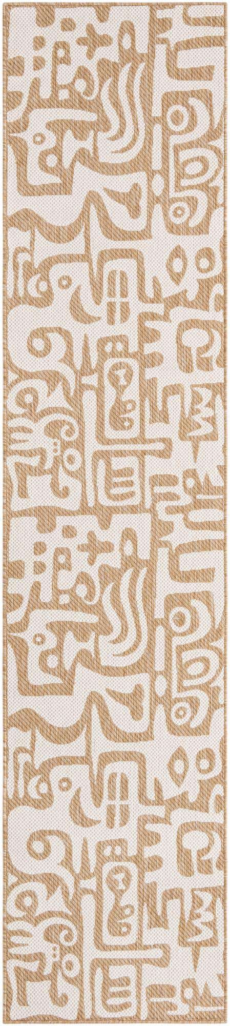 Taupe 2' 7 x 12' Outdoor Modern Runner Area Rug Weather Resistant for Patio, Deck, Terrace, Balcony, Porch 100% Polypropylene Modern Outside Carpet for Sale at Rug Engine