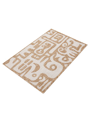 Taupe 2' x 3' 1 Outdoor Modern Rectangle Area Rug Weather Resistant for Patio, Deck, Terrace, Balcony, Porch 100% Polypropylene Modern Outside Carpet for Sale at Rug Engine