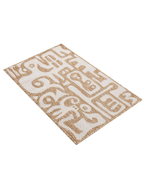 Taupe 2' x 3' 1 Outdoor Modern Rectangle Area Rug Weather Resistant for Patio, Deck, Terrace, Balcony, Porch 100% Polypropylene Modern Outside Carpet for Sale at Rug Engine