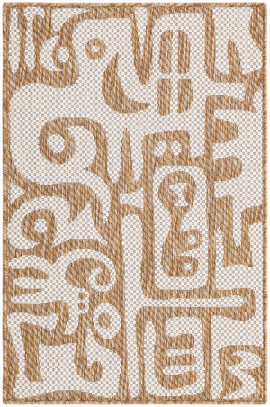 Taupe 2' x 3' 1 Outdoor Modern Rectangle Area Rug Weather Resistant for Patio, Deck, Terrace, Balcony, Porch 100% Polypropylene Modern Outside Carpet for Sale at Rug Engine
