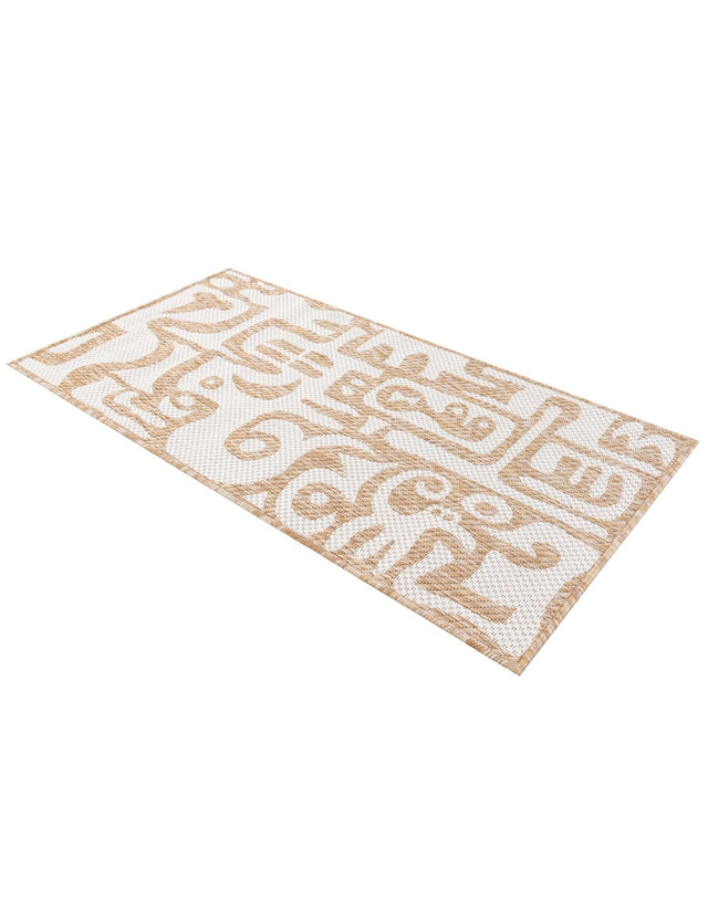 Taupe 2' x 4' 1 Outdoor Modern Runner Area Rug Weather Resistant for Patio, Deck, Terrace, Balcony, Porch 100% Polypropylene Modern Outside Carpet for Sale at Rug Engine