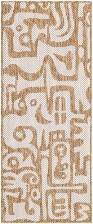 Taupe 2' x 5' 3 Outdoor Modern Runner Area Rug Weather Resistant for Patio, Deck, Terrace, Balcony, Porch 100% Polypropylene Modern Outside Carpet for Sale at Rug Engine