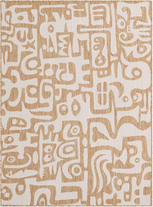 Taupe 5' 3 x 7' 1 Outdoor Modern Rectangle Area Rug Weather Resistant for Patio, Deck, Terrace, Balcony, Porch 100% Polypropylene Modern Outside Carpet for Sale at Rug Engine