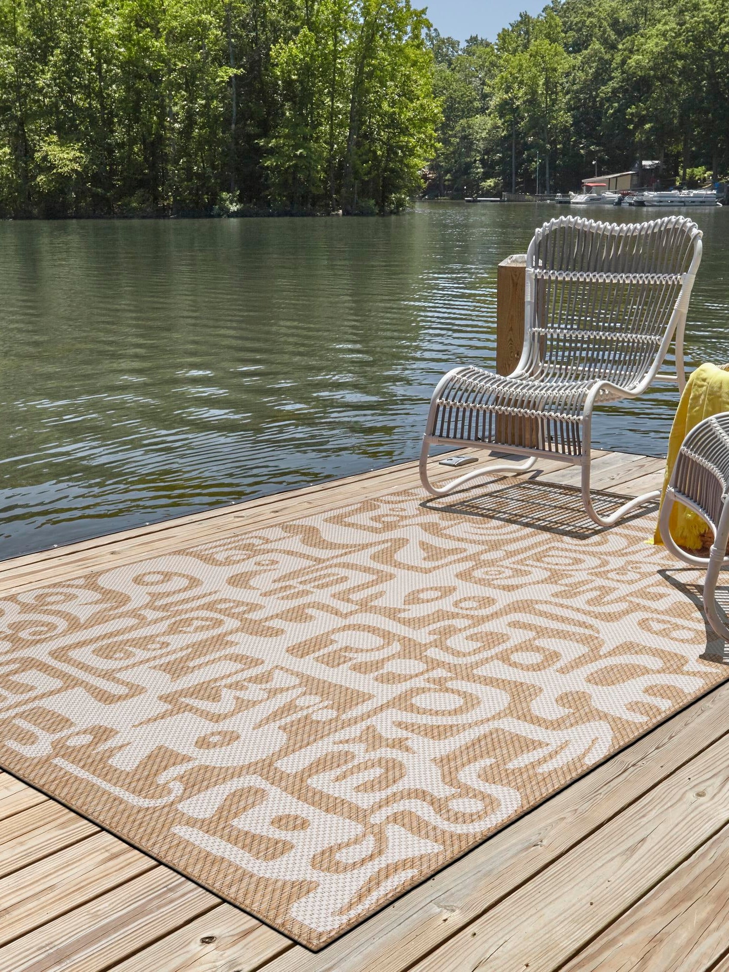 Taupe 4' 1 x 6' 1 Outdoor Modern Rectangle Area Rug Weather Resistant for Patio, Deck, Terrace, Balcony, Porch 100% Polypropylene Modern Outside Carpet for Sale at Rug Engine