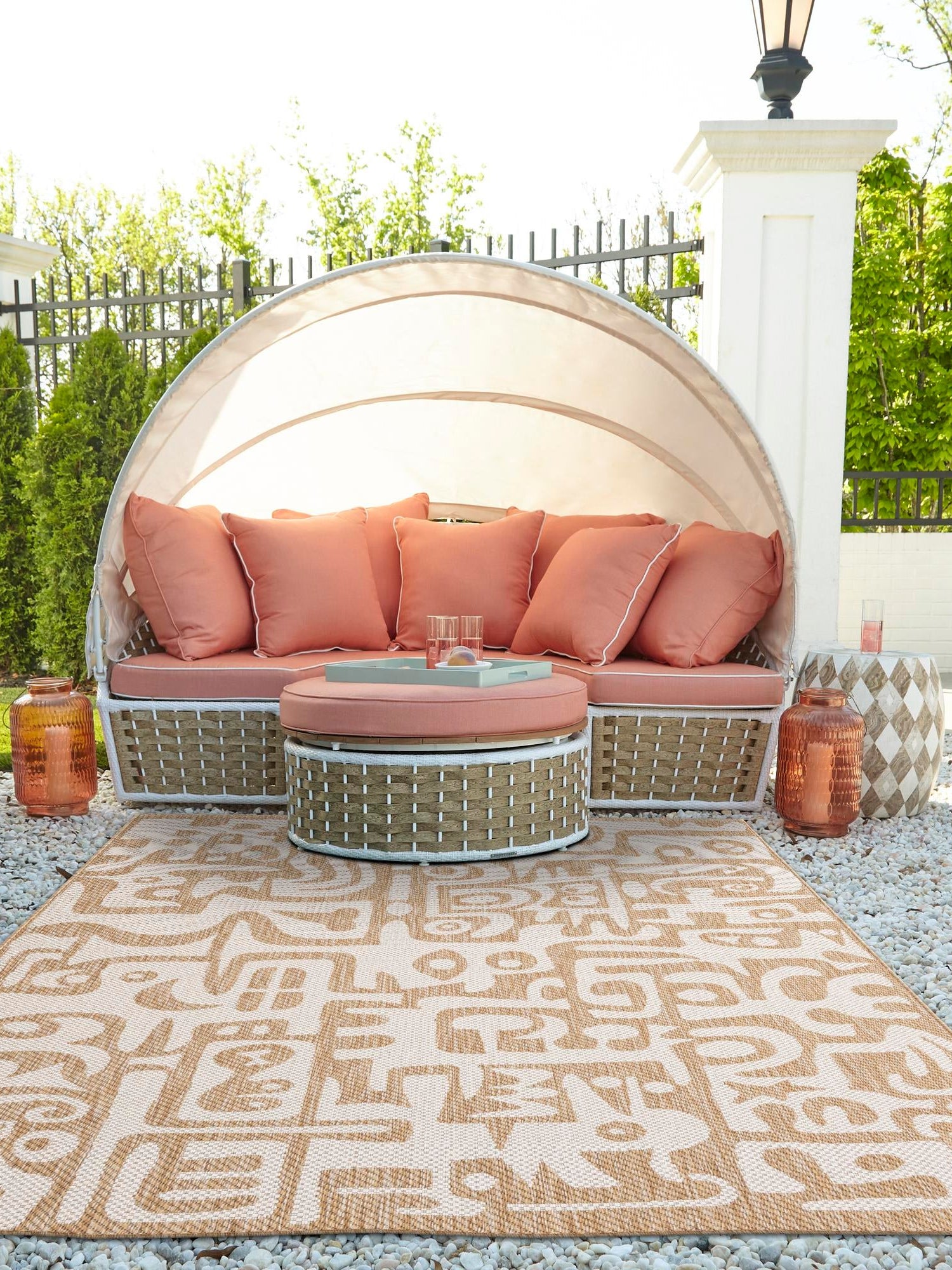 Taupe 10' x 14' 1 Outdoor Modern Rectangle Area Rug Weather Resistant for Patio, Deck, Terrace, Balcony, Porch 100% Polypropylene Modern Outside Carpet for Sale at Rug Engine