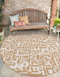 Taupe 3' 1 x 3' 1 Outdoor Modern Round Area Rug Weather Resistant for Patio, Deck, Terrace, Balcony, Porch 100% Polypropylene Modern Outside Carpet for Sale at Rug Engine