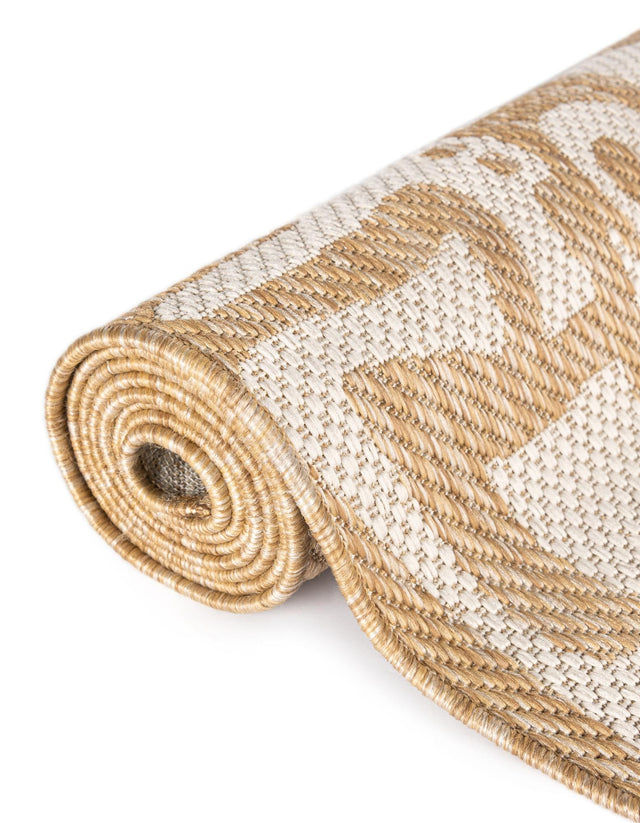 Taupe 10' x 10' Outdoor Modern Round Area Rug Weather Resistant for Patio, Deck, Terrace, Balcony, Porch 100% Polypropylene Modern Outside Carpet for Sale at Rug Engine