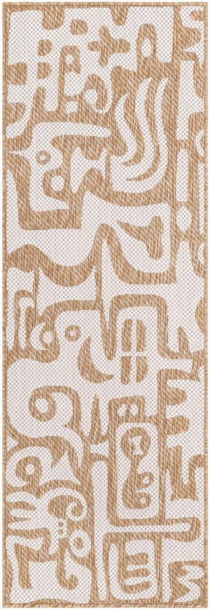 Taupe 2' x 6' 1 Outdoor Modern Runner Area Rug Weather Resistant for Patio, Deck, Terrace, Balcony, Porch 100% Polypropylene Modern Outside Carpet for Sale at Rug Engine