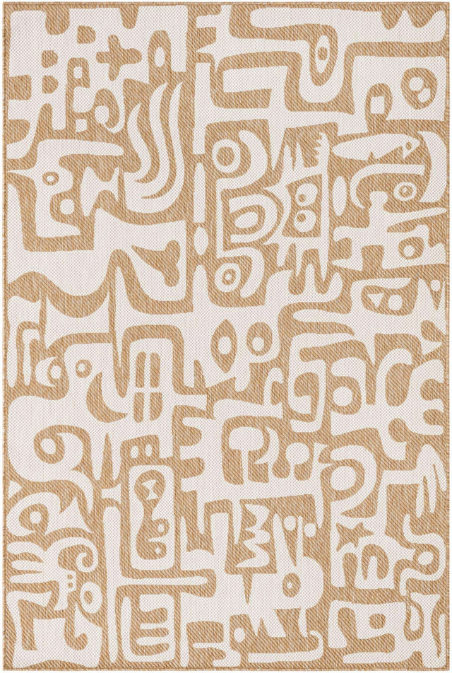 Taupe 6' 1 x 9' Outdoor Modern Rectangle Area Rug Weather Resistant for Patio, Deck, Terrace, Balcony, Porch 100% Polypropylene Modern Outside Carpet for Sale at Rug Engine