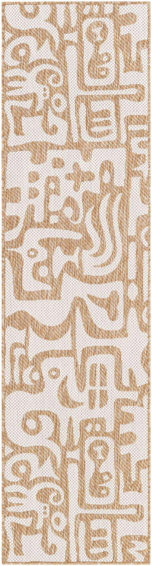 Taupe 2' x 8' Outdoor Modern Runner Area Rug Weather Resistant for Patio, Deck, Terrace, Balcony, Porch 100% Polypropylene Modern Outside Carpet for Sale at Rug Engine