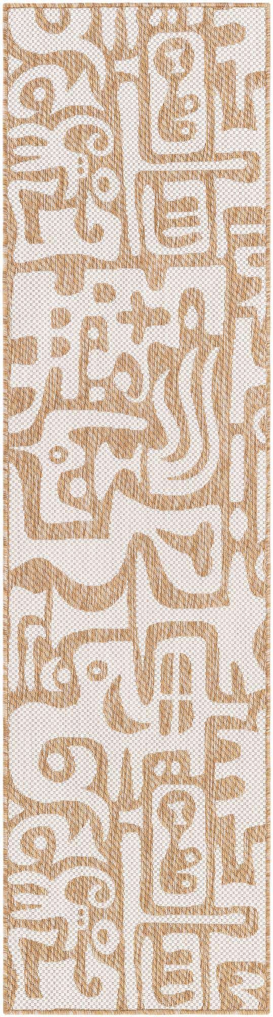 Taupe 2' x 8' Outdoor Modern Runner Area Rug Weather Resistant for Patio, Deck, Terrace, Balcony, Porch 100% Polypropylene Modern Outside Carpet for Sale at Rug Engine