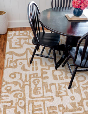 Taupe 12' x 12' Outdoor Modern Square Area Rug Weather Resistant for Patio, Deck, Terrace, Balcony, Porch 100% Polypropylene Modern Outside Carpet for Sale at Rug Engine